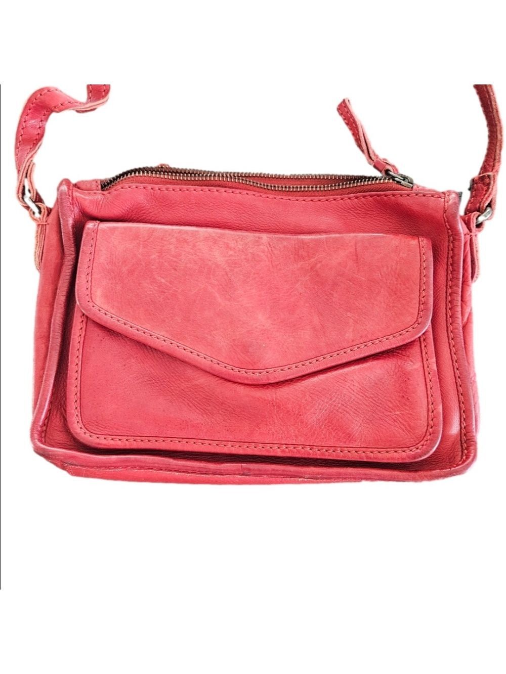 Gianni Conti Padua Red Leather Crossbody Messenger Bag - Picture 3 of 7